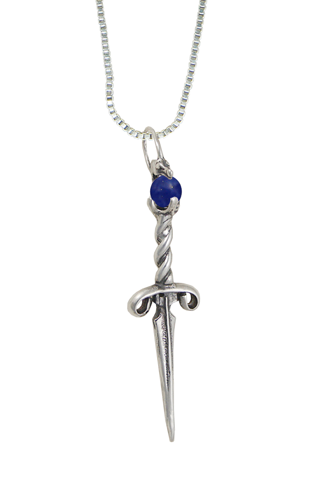 Sterling Silver My Dragon Knife Dagger Pendant With Sodalite